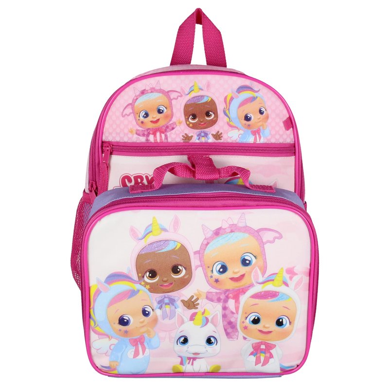 INTIMO Cry Babies Magic Tears Characters Unicorn 3 PC Backpack Lunch box Pencil Pouch Set 12"