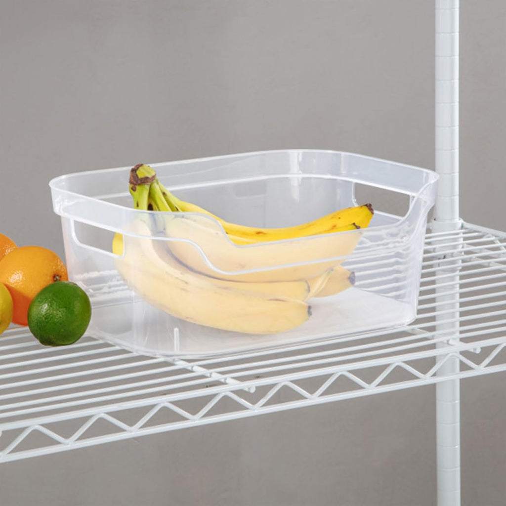 Sterilite Medium Open Scoop Front Storage Bins - Clear with Comfortable Carry Handles | 5.25x9.5x13 Inches (8 Pack)