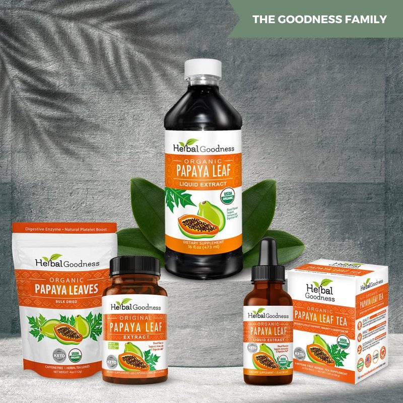 Organic Papaya Leaf Extract Tea For Platelets 24bags - Papaya Enzymes Natural Blood Platelet Tea - For Immune Gut & Digestive Health - Made in the USA
