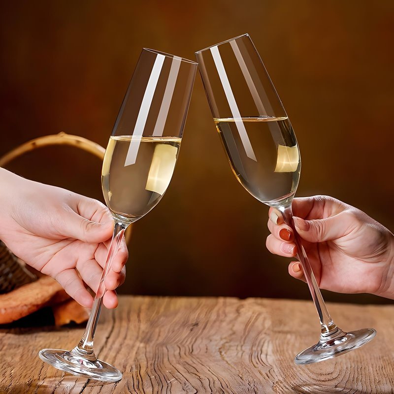 ACHEER Classy Crystal Champagne Flutes Glasses Set of 4-7Oz - Hand Blown Champagne Glasses - Elegant Flutes - Gift box - for Women, Men, Wedding, Anniversary, Christmas, Birthday
