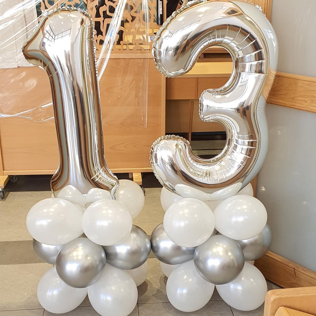Silver Number 13 Balloon - 40 Inch 13th Birthday Decoration for Kids | Perfect for Boys and Girls
