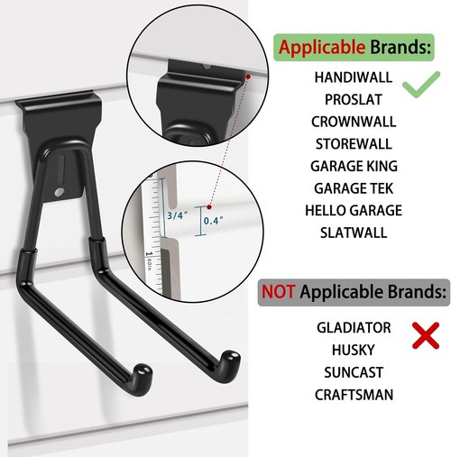 Klastit Slatwall Hooks - Durable Black 20-Pack for Organizing Garden & Heavy Duty Tools | Efficient Space Saver