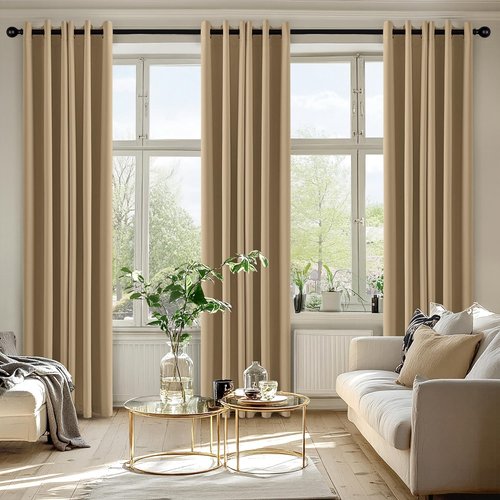 MIULEE Taupe Brown Blackout Curtains - Thermal Insulated Room Darkening Drapes | 72 Inches Long, 2 Panels