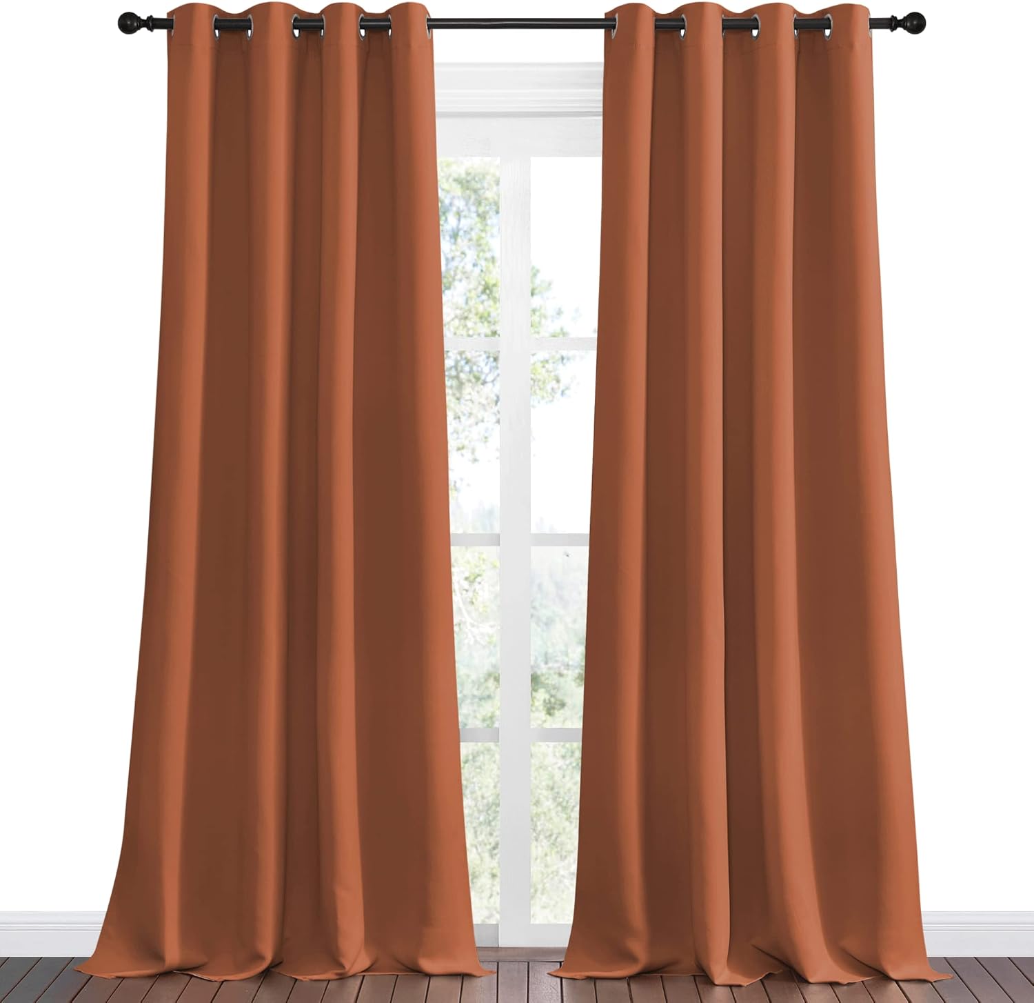 NICETOWN Burnt Orange Blackout Curtains - 55" x 102", 2-Piece Grommet Panels for Sunlight Blocking in Dining Room