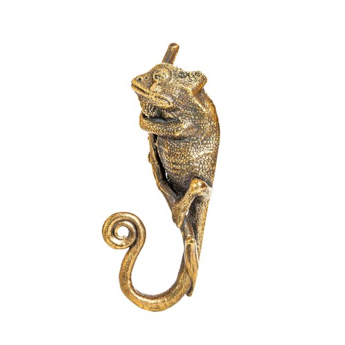 Chameleon Handmade Solid Brass Hook – Sturdy & Detailed Lizard Wall Hook for Coats, Bags, Towels – Unique Rustic Home Decor