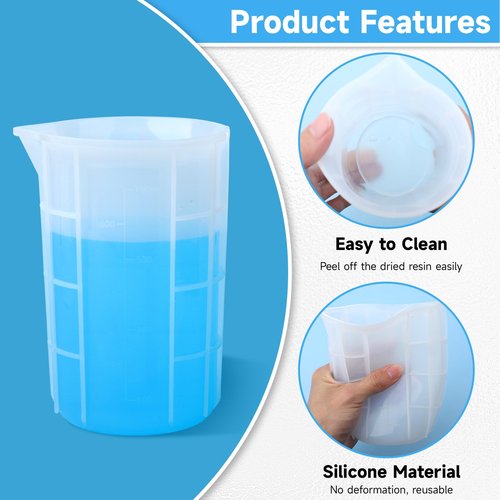 Gartful 700ml Extra Large Silicone Cups, 23OZ Reusable Resin Measuring Cups for Epoxy, Jewelry Casting Molds, Acrylic Paint Pouring, Waxing, DIY Craft Project, 4PCS