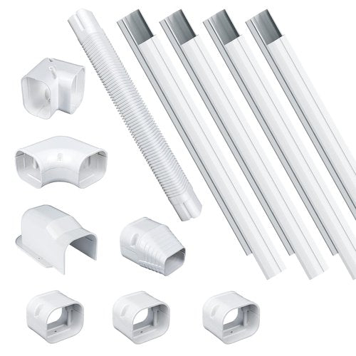 Pearwow 3" W 15Ft L Mini Split Line Set Cover Kit, Decorative PVC Tubing Cover for Ductless Mini Split AC,Heat Pumps Systems,Air Conditioner Lineset Cover,Mini Split Accessories