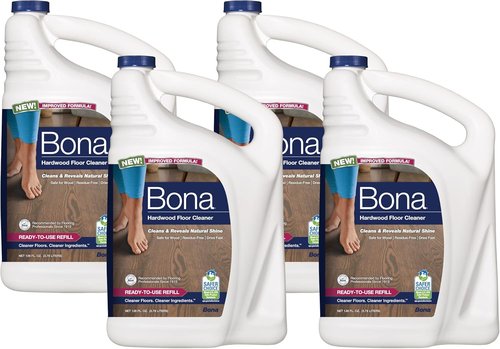 Bona Hardwood Floor Cleaner Refill - 4 Pack for Streak-Free Shine & Easy Cleaning