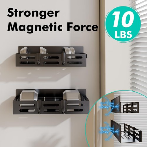 SETBAOO 4 Pack Magnetic Spice Rack for Refrigerator, Black Magnetic Shelf and Fridge Kitchen Storage Cabinet Organizers Seasoning Organization Mini Shelves, Organizadores de Cocina