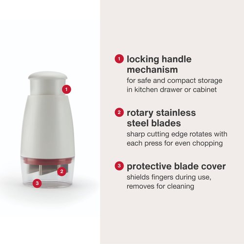 Zyliss Zick Zick Classic Food Chopper - Manual Food Chopper - Onion, Tomato & Vegetable Cutter - Stainless Steel & Dishwasher Safe Food Dicer - White, 9"- Zick Zick 2.0