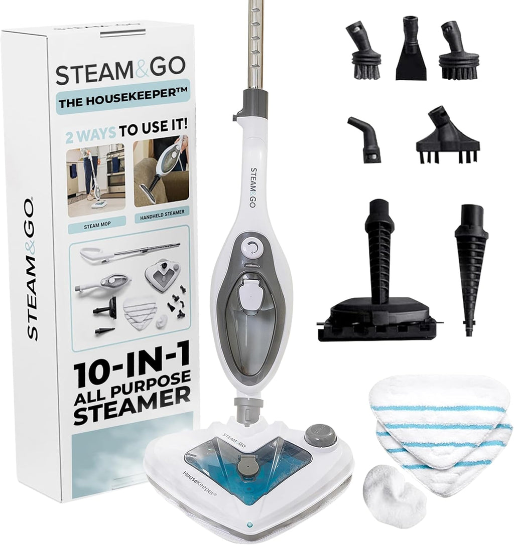 Steam & Go 10-in-1 Multi-Surface Steam Mop - Powerful Deep Cleaning with Heat Technology
