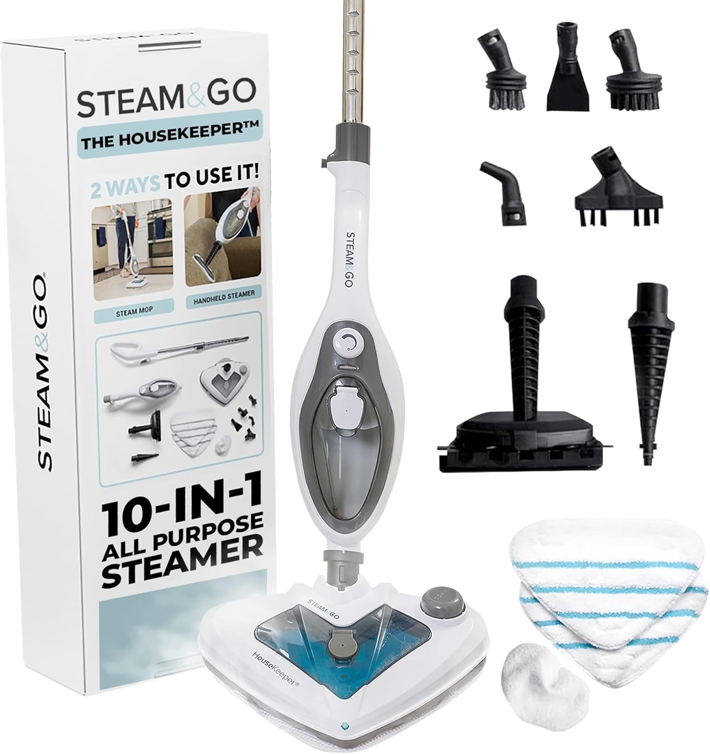 Steam & Go 10-in-1 Multi-Surface Steam Mop - Powerful Deep Cleaning with Heat Technology