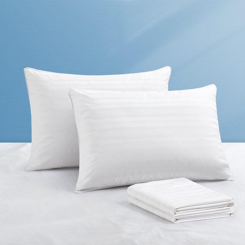 puredown® Goose Feather Down Pillows Set of 2 with 100% Cotton Cover, Hotel Collection Pillows, King Size for Stomach, Side & Back Sleepers