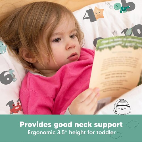 **My Little Dreamy Toddler Pillow - Organic Cotton Travel Bed Pillow with Soft, Breathable Pillowcase | 13x18 Inches for Ages 2-5**