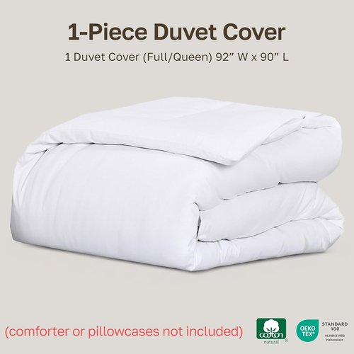California Design Den Duvet Cover - Award-Winning 400 Thread Count Sateen | 100% Cotton, Queen/Full Size, White