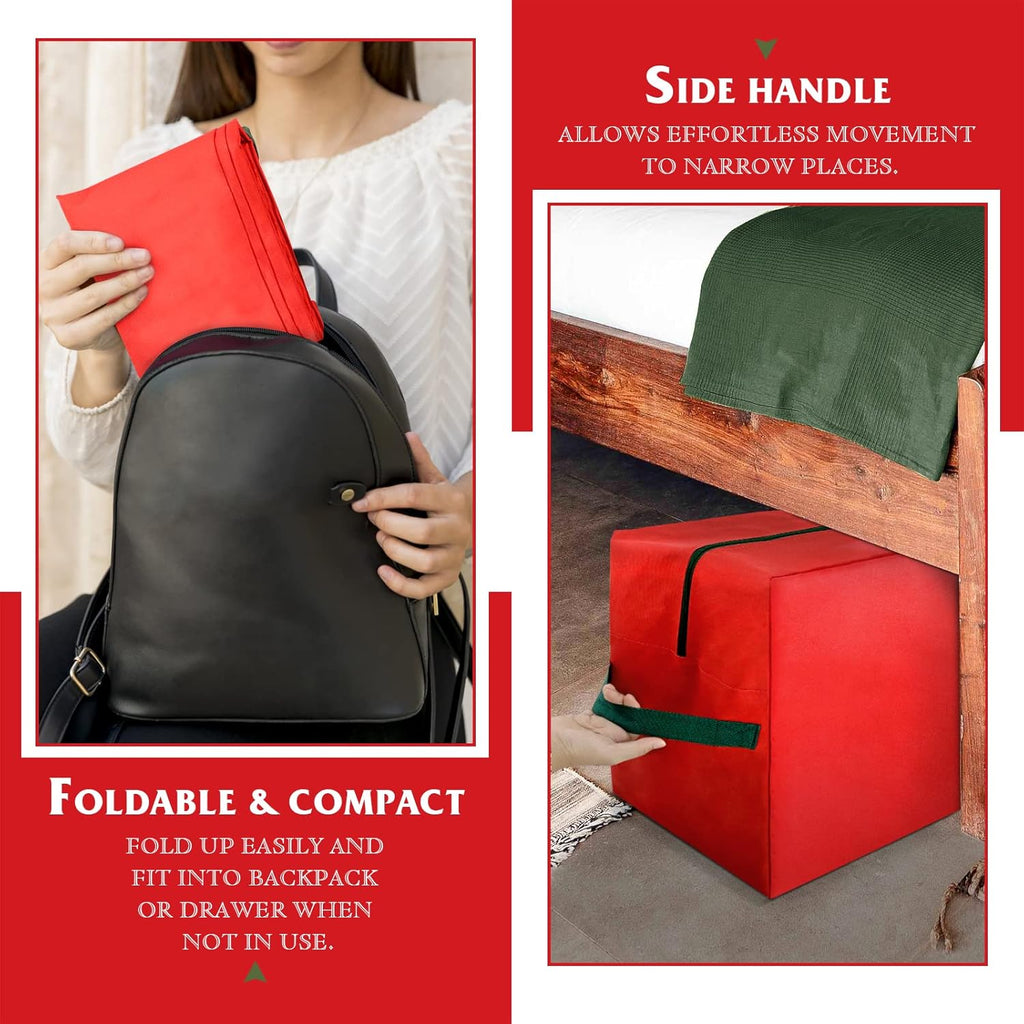 Skiennix Christmas Tree Storage Bag - Waterproof Oxford Material with Durable Handles & Zipper | 7.5ft Red