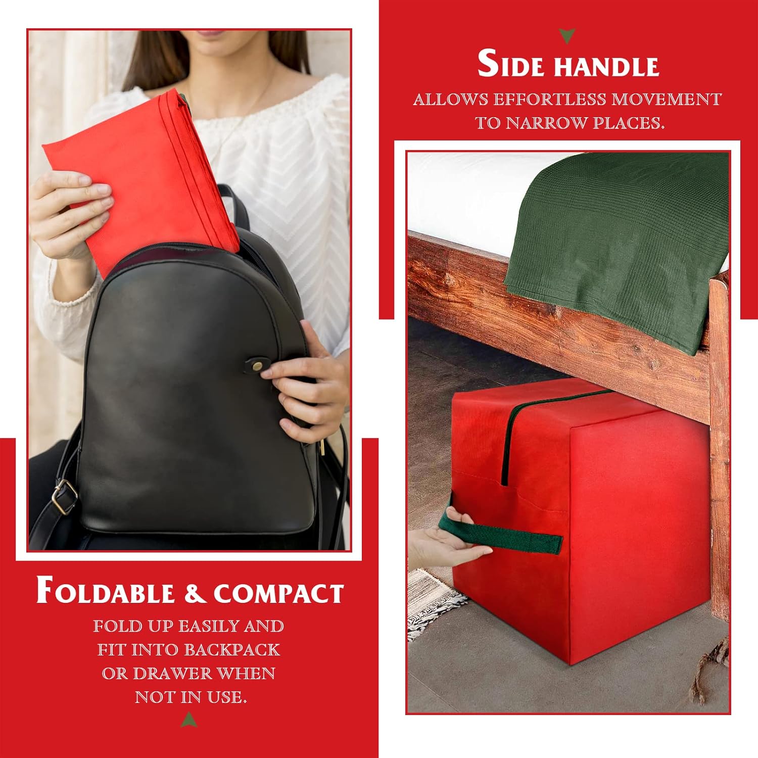 Skiennix Christmas Tree Storage Bag - Waterproof Oxford Material with Durable Handles & Zipper | 7.5ft Red