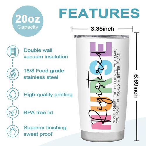 BDANTUMBLER RN Gifts for Nurses RN Graduation Appreciation Retirement Gifts Registered Nurse Gift Coffee Tumbler Mug 20oz