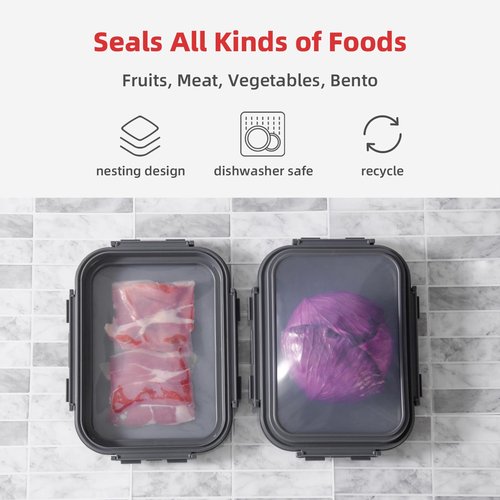 Mage Crab 2 Pack Silicone Food Fresh-Keeping Storage Containers with Lid, Dual-Shape Design, BPA-Free, Leakproof Lock Clips, Versatile Fridge Storage Containers, Space Saving & Expandable