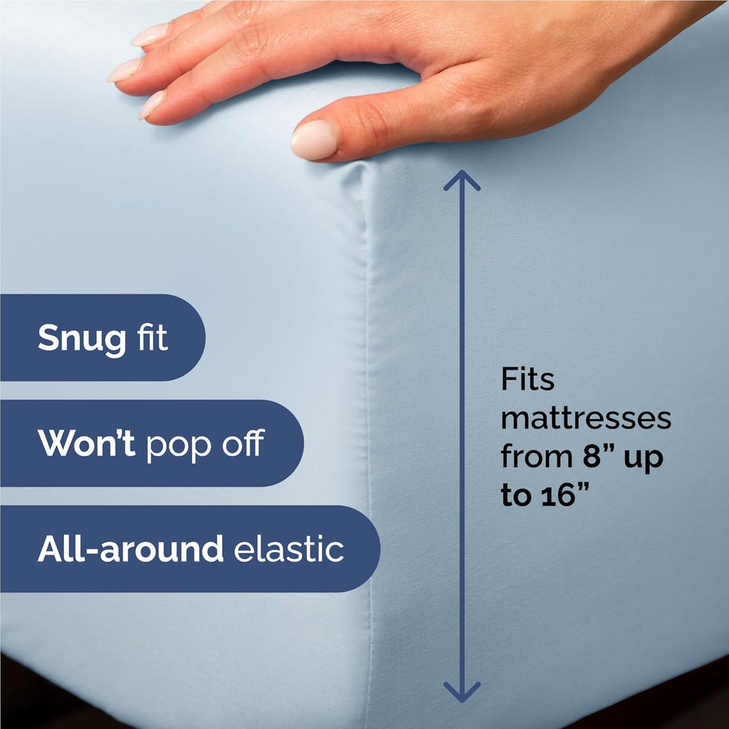 Skiennix Full Size 4-Piece Sheet Set - Comfy, Breathable & Cooling Bed Sheets - Ultra-Soft, Deep Pockets, Sky Blue