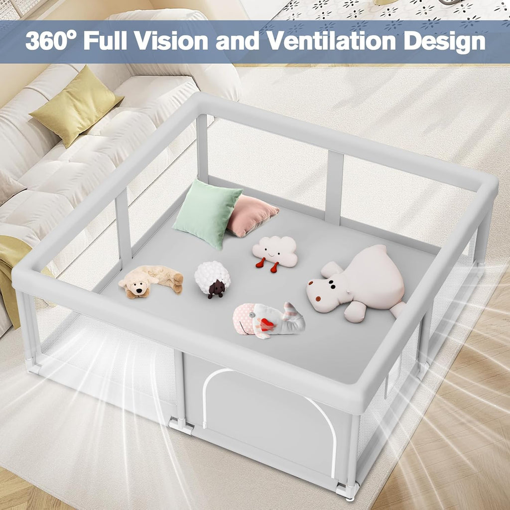 Regine Switzerland Baby Playpen - Sturdy 50 x 50 Inch Indoor & Outdoor Safety Play Yard with Soft Mesh