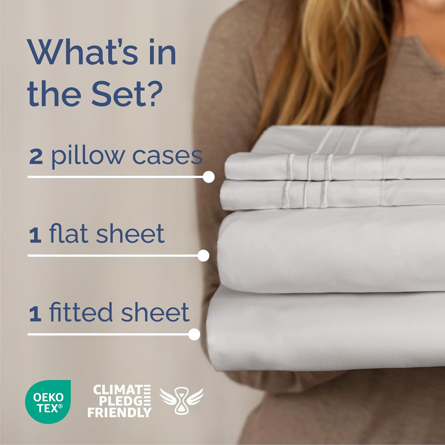 Queen Size 4-Piece Sheet Set | Skiennix Comfy Cooling Bed Sheets - Luxury Hotel Quality - Deep Pockets, Soft & Wrinkle-Free - Oeko-Tex Certified, French Grey