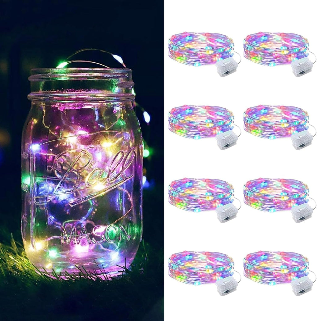 ZGWJ Fairy Lights - 8 Pack Battery Operated 7ft Mini LED String Lights | 3 Modes for DIY Decor