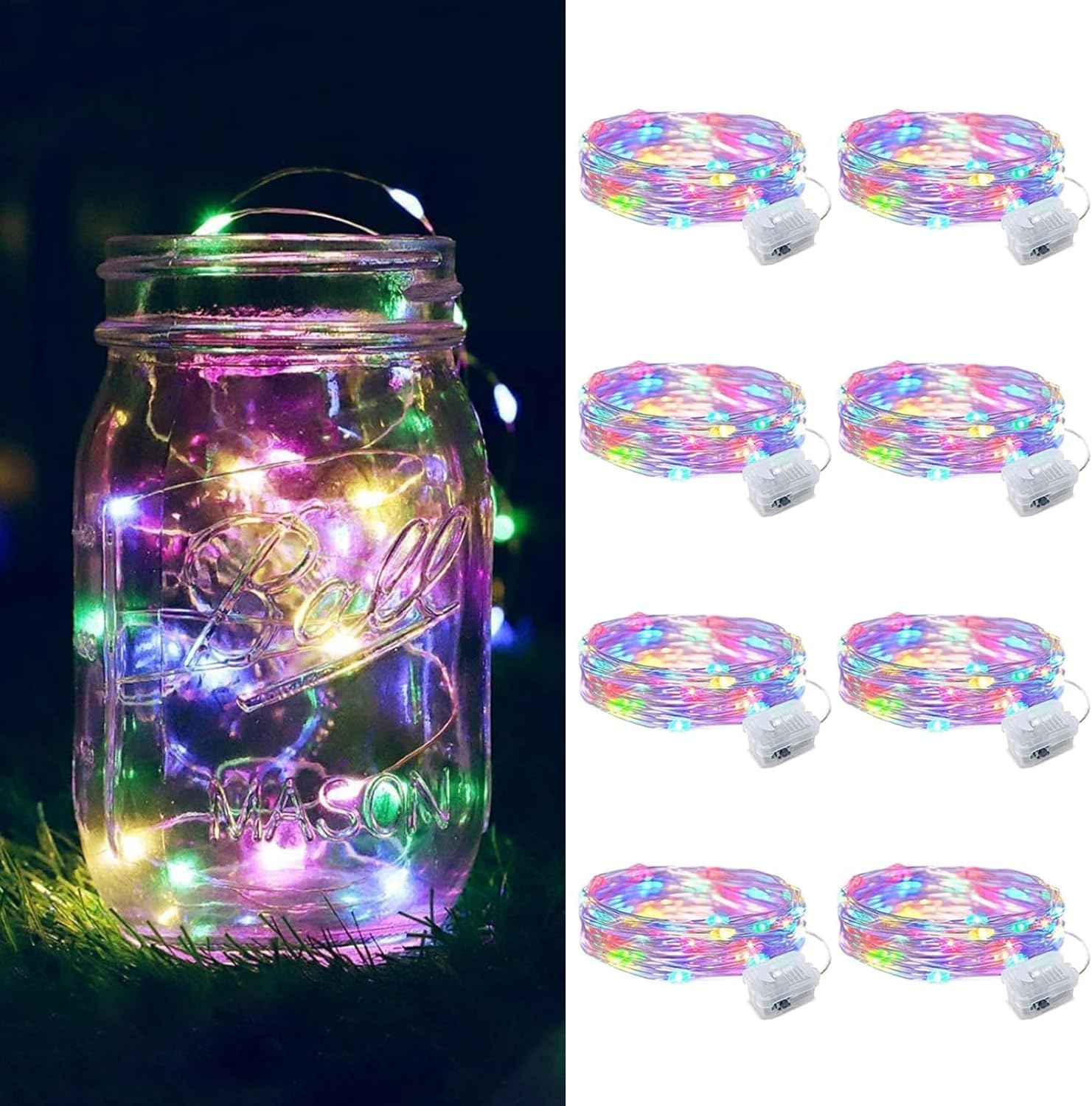 ZGWJ Fairy Lights - 8 Pack Battery Operated 7ft Mini LED String Lights | 3 Modes for DIY Decor
