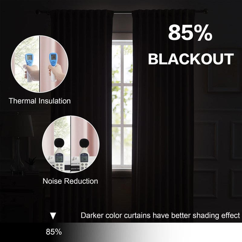 DUALIFE 2 Panels Baby Pink Curtains for Girls Bedroom 70 Inch Wide- Back Tab and Rod Pocket Room Darkening Thermal Insulated for Living Room 70 x 84 Inch Length