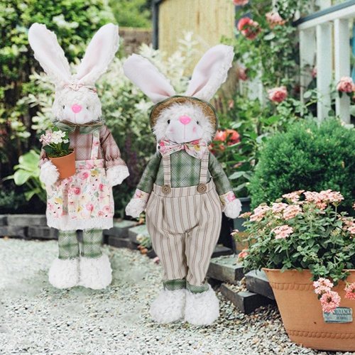 LYFJMUS Easter Bunny Decorations - 30-Inch Large Standing Rabbit Statues for Spring Home Decor | 2-Pack