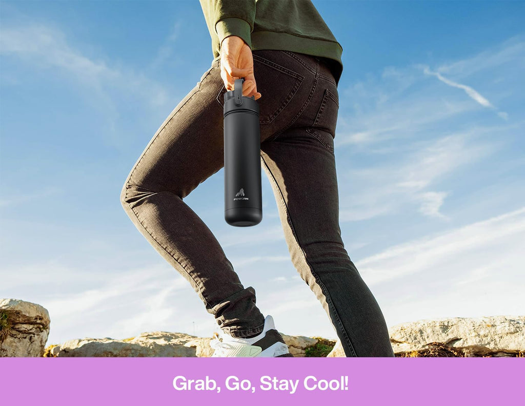POWCAN 26 oz Insulated Water Bottle - 2-in-1 Straw & Spout Lid, Keeps Drinks Cold 24H | Cherry Pop