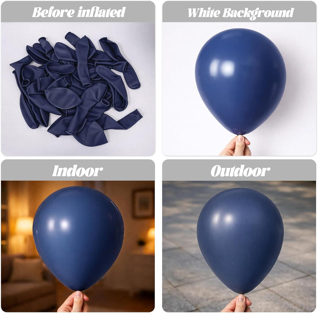 Voircoloria Navy Blue Balloons - 110pcs 12-Inch Dark Blue Latex for Graduation, Wedding & Parties