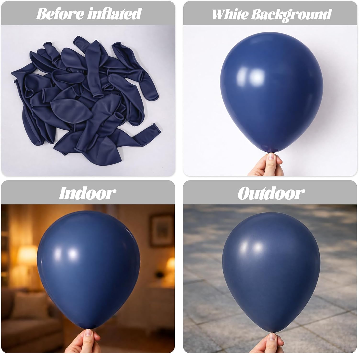 Voircoloria Navy Blue Balloons - 110pcs 12-Inch Dark Blue Latex for Graduation, Wedding & Parties