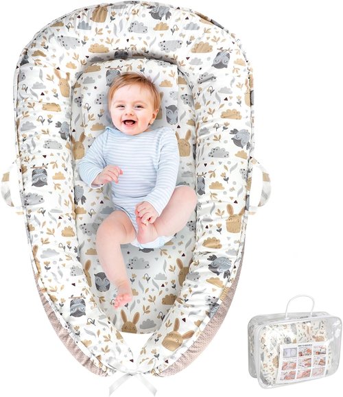Hoot Portable Baby Lounger - Infant Nest for Newborns 0-24 Months | Ideal for Travel & Crib Use