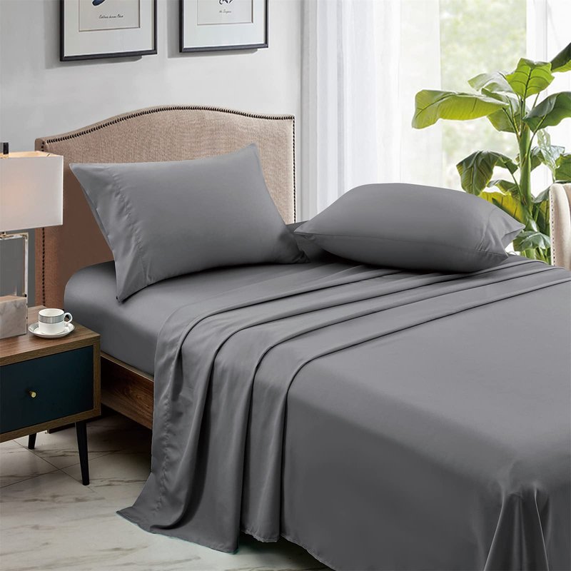 FreshCulture King Flat Sheets Only, Pack of 6, Soft Microfiber Bedding Sheets for Home, Salons, Hotels, Bulk Flat Sheets Only King Size (Dark Grey)