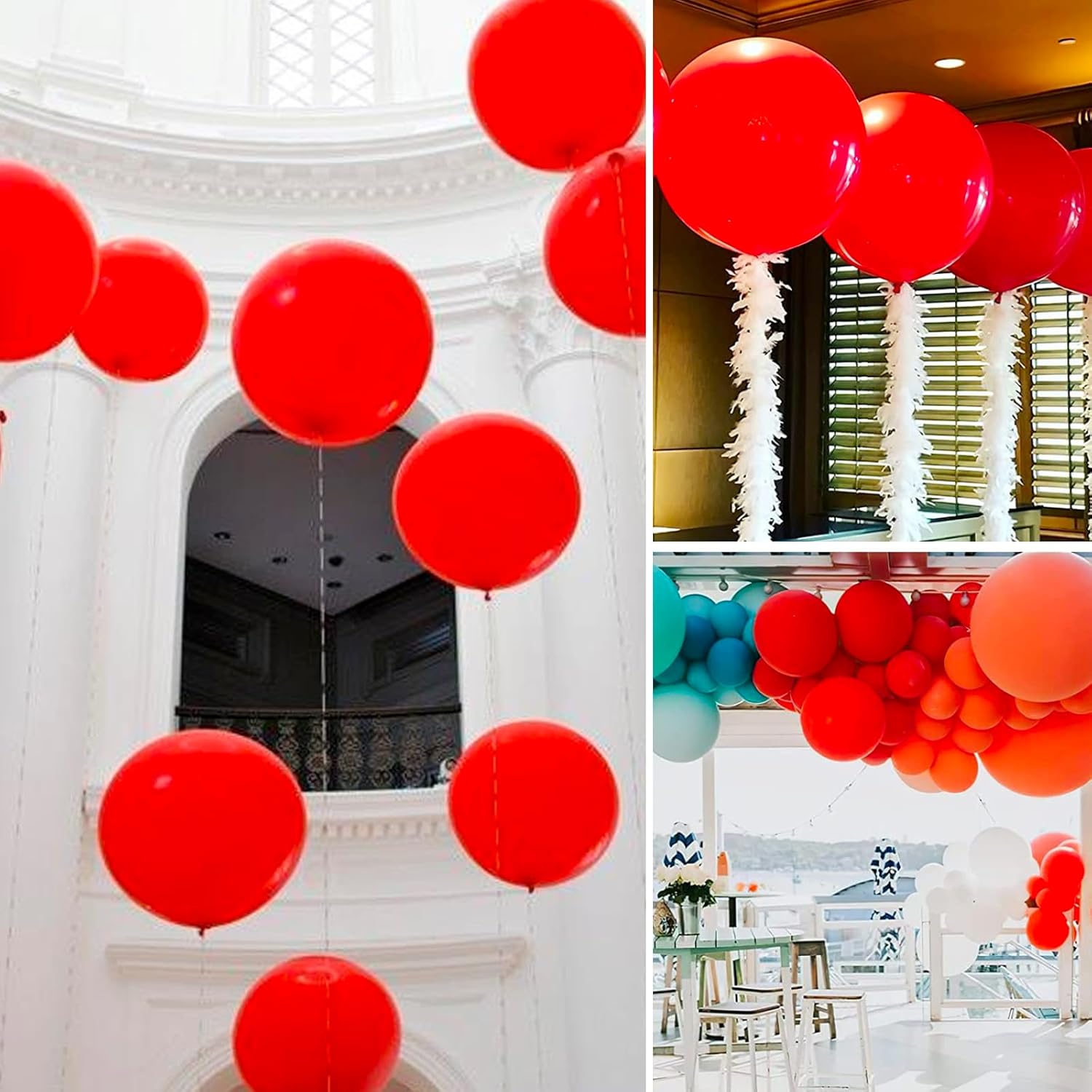 PartyWoo Red Helium Balloons - 36 Inch | 4-Pack for Birthday, Graduation & Special Events