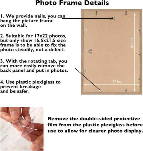 JCJMY 17x22 Picture Frame - Rustic Brown Wall Gallery Frame for Horizontal & Vertical Photos