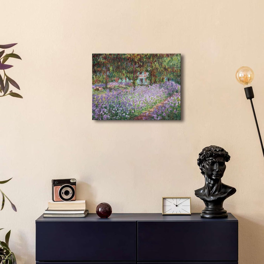 Wieco Art Canvas Print - Irises in Monet's Garden by Claude Monet | Impressionist Artwork for Home Decor