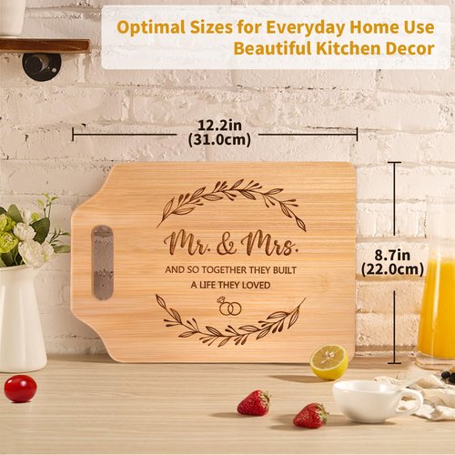 Milcier Wedding Gifts for Couple 2025, Mr and Mrs Wedding Cutting Board, Engagement Bridal Shower Marriage Gifts for Newlyweds, Couples, Bride to Be