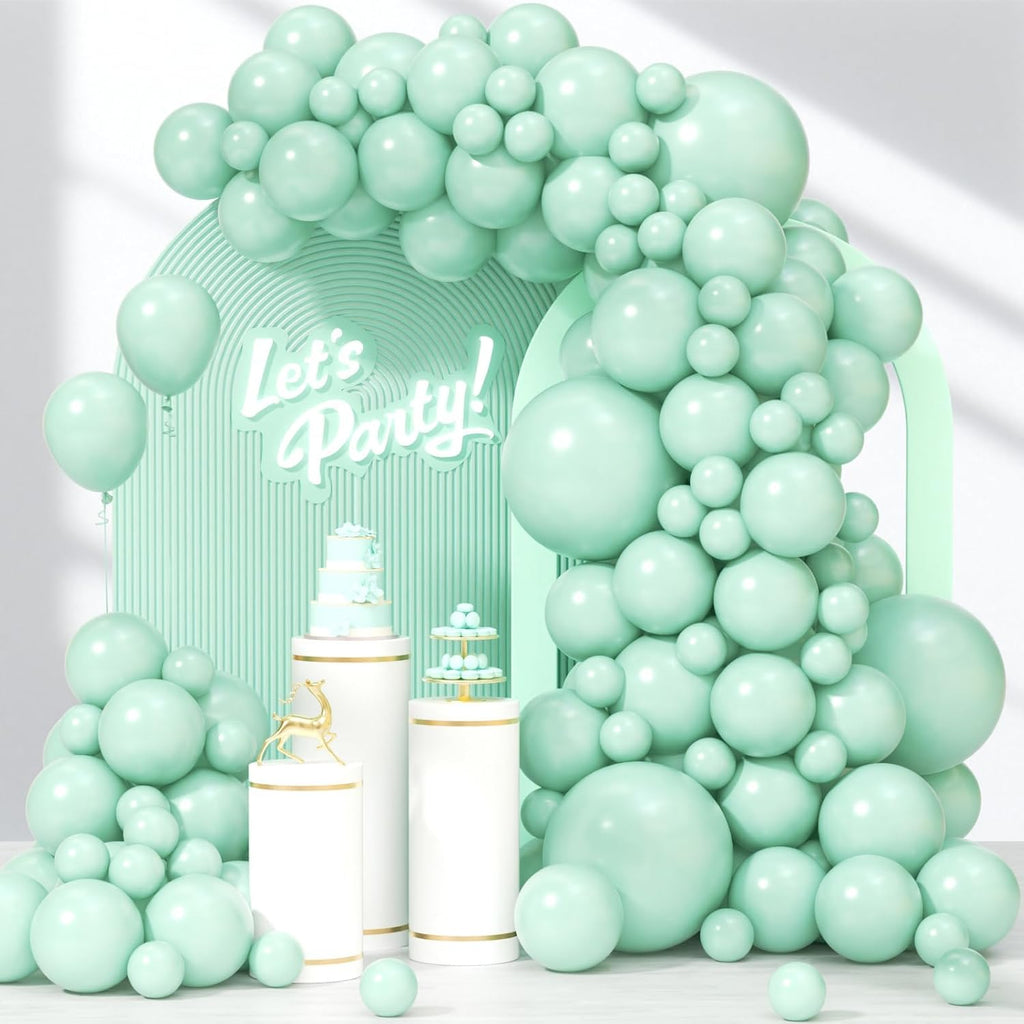 Skiennix Mint Green Balloons - 120-Piece Latex Set for Birthday, Baby Shower & Wedding Decor | Various Sizes