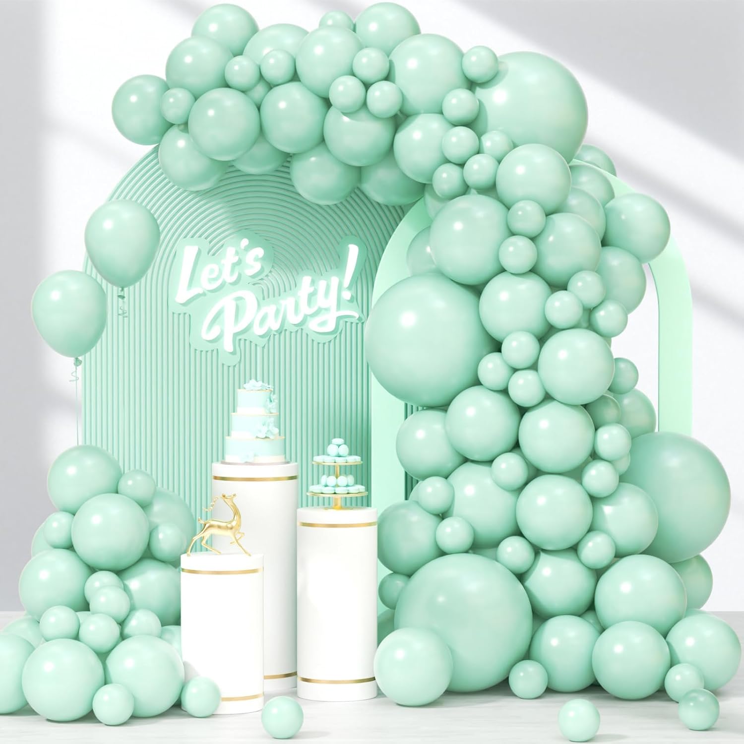 Skiennix Mint Green Balloons - 120-Piece Latex Set for Birthday, Baby Shower & Wedding Decor | Various Sizes
