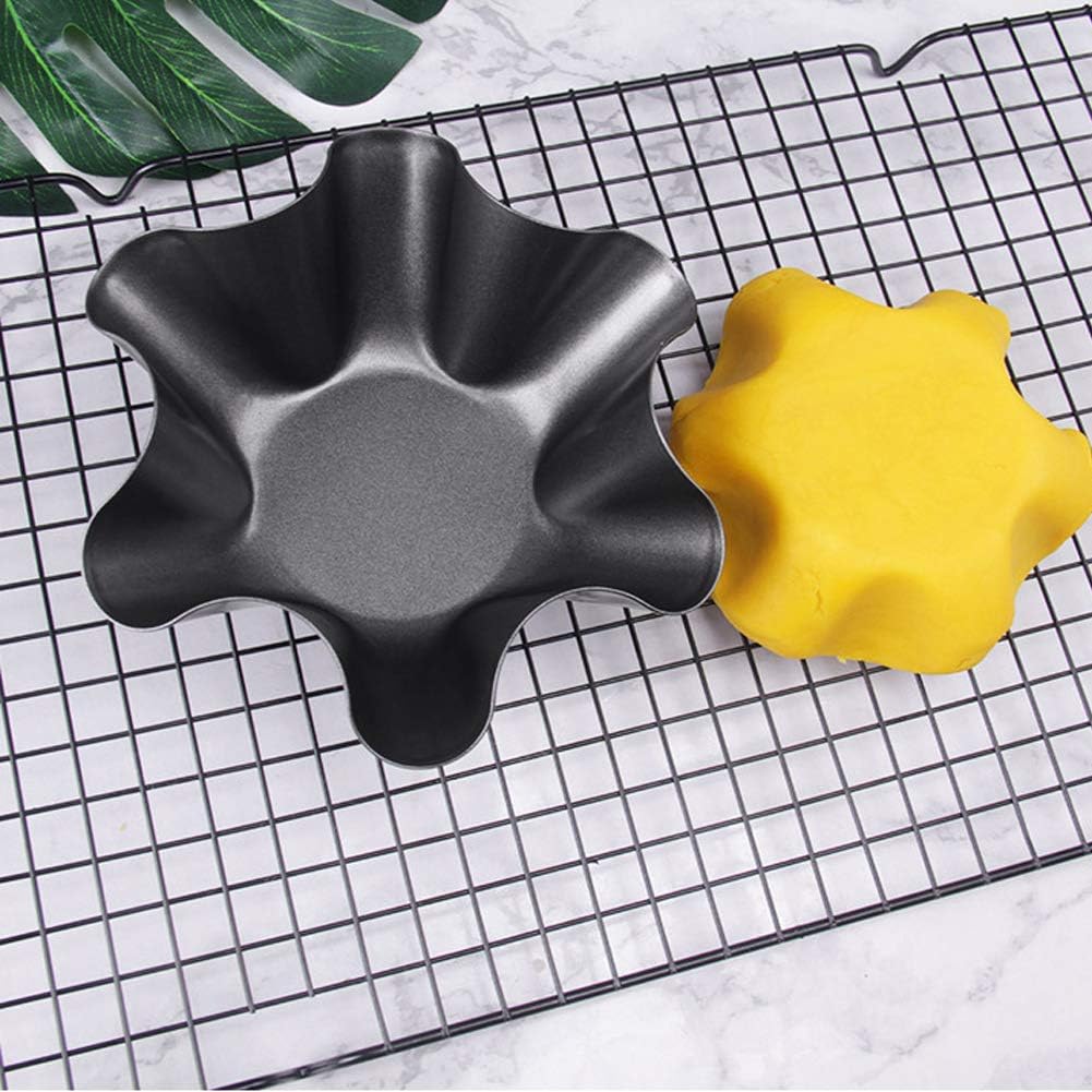 Skiennix Tortilla Pan Set - 6-Pack Carbon Steel Non-Stick Taco Shell Makers | Black Baking Pans with Silicone Potholder & Basting Brush