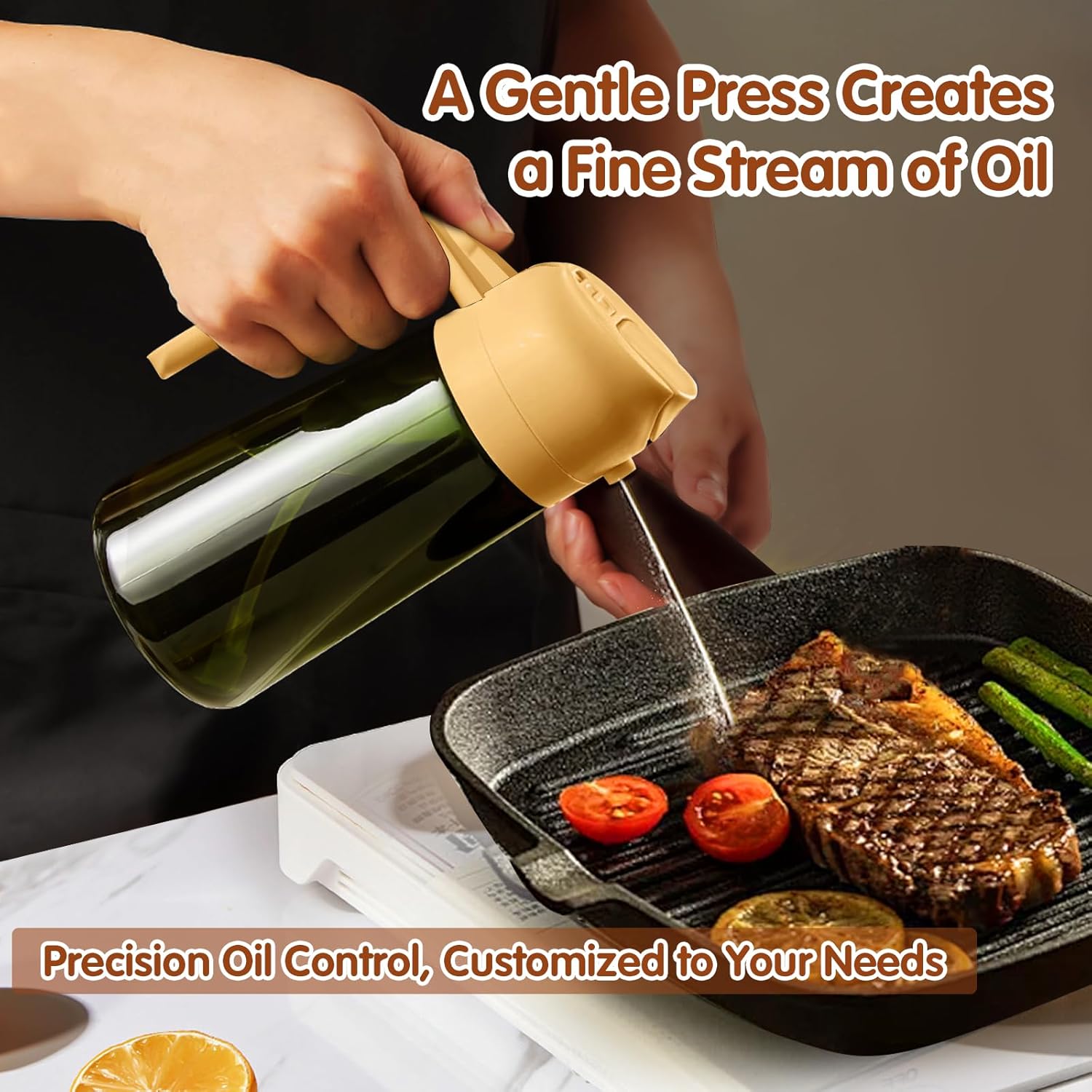 YARRAMATE Light-Blocking Dark Oil Sprayer - 16oz Olive Oil Dispenser Bottle, Premium Green Glass for Kitchen