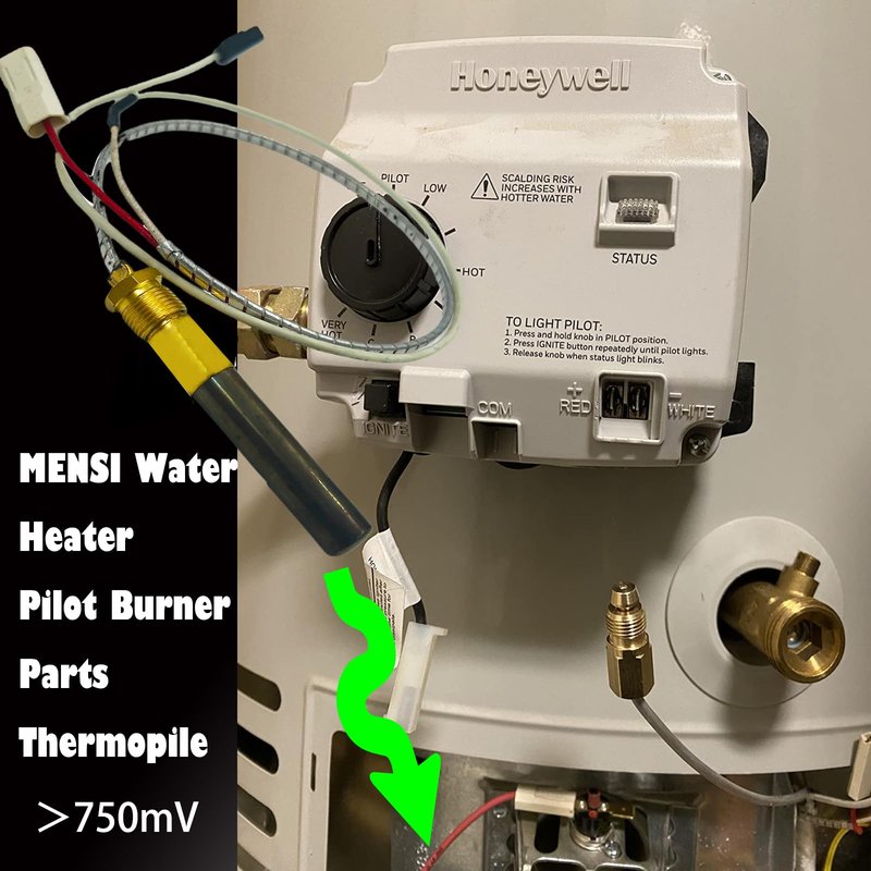 MENSI Gas Minivolt Thermopile Replacement For Bradford 233-47845-05 and Honeywell CS8840A1-1041 Water Heater Pilot Assembly (2)