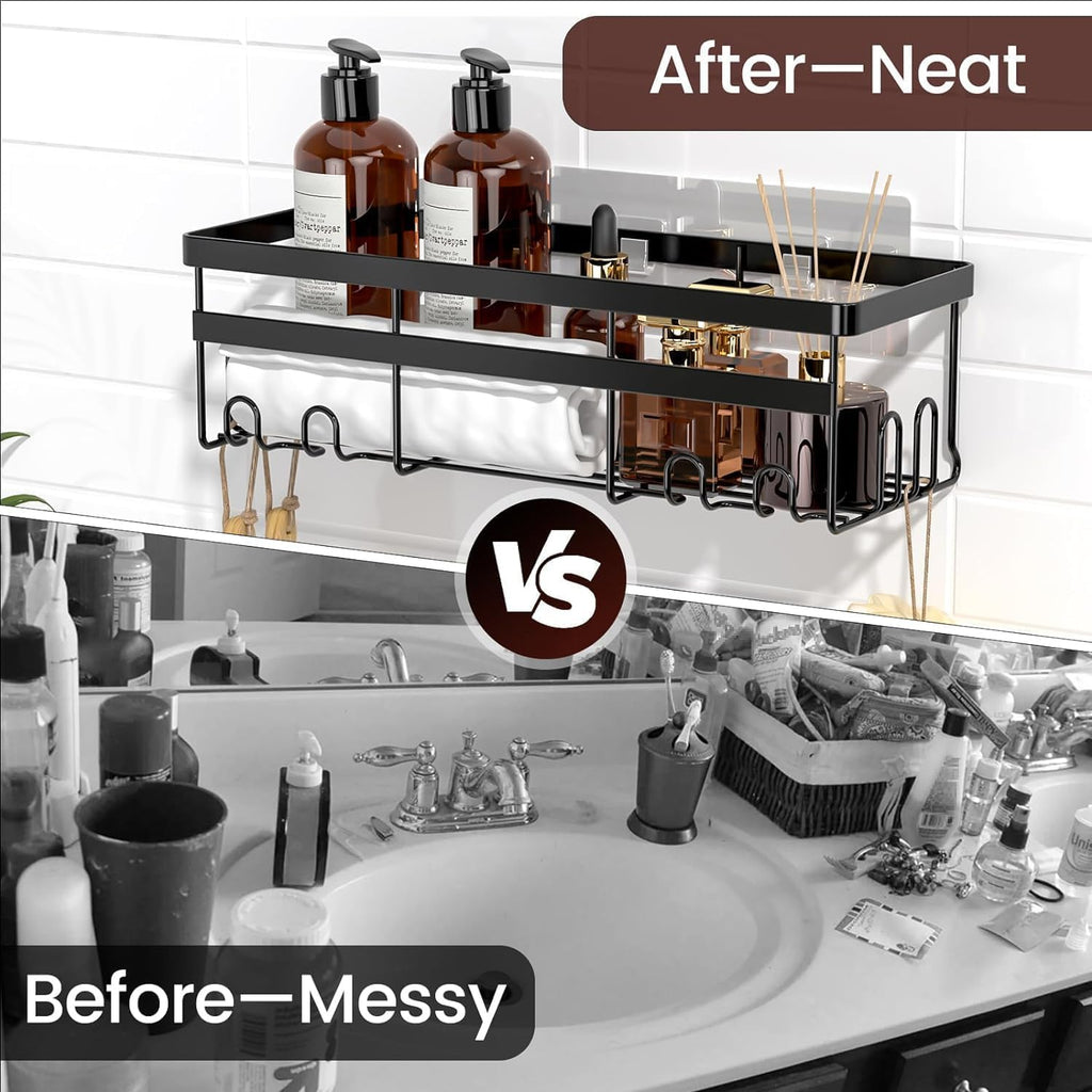 WOWBOX Shower Caddies - 2 Pack Adhesive Hanging Shelves for Easy Bathroom Organization | No Drilling, Stainless Steel