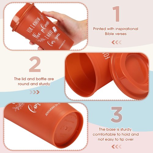 Tioncy Reusable Christian Gifts for Women Men Bible Verse Plastic Tumblers with Lids 16 oz Inspirational Religious Coffee Cups Christian Gifts for Church(48pcs,Morandi)