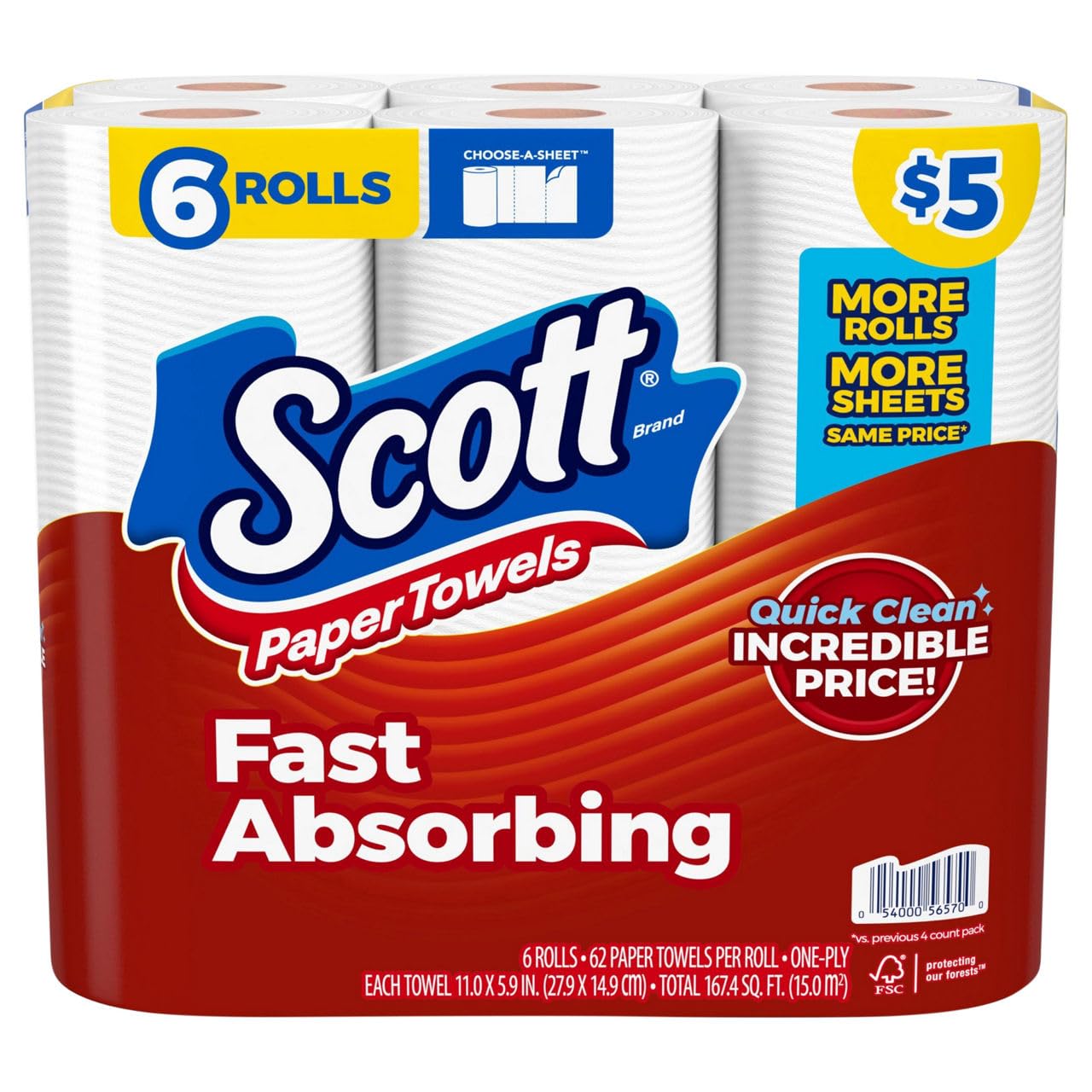 Scott Choose-A-Sheet Paper Towels - Versatile 6 Count for Efficient Cleaning and Absorption