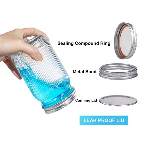 LUODA MirthMood 32 OZ Wide Mouth Mason Jars, 6 PACK Glass Mason Jars with airtight Lids, Quart mason jars wide mouth for Fermenting, Pickling, Freezing, Preserving, Meal Prep, Jar Décor