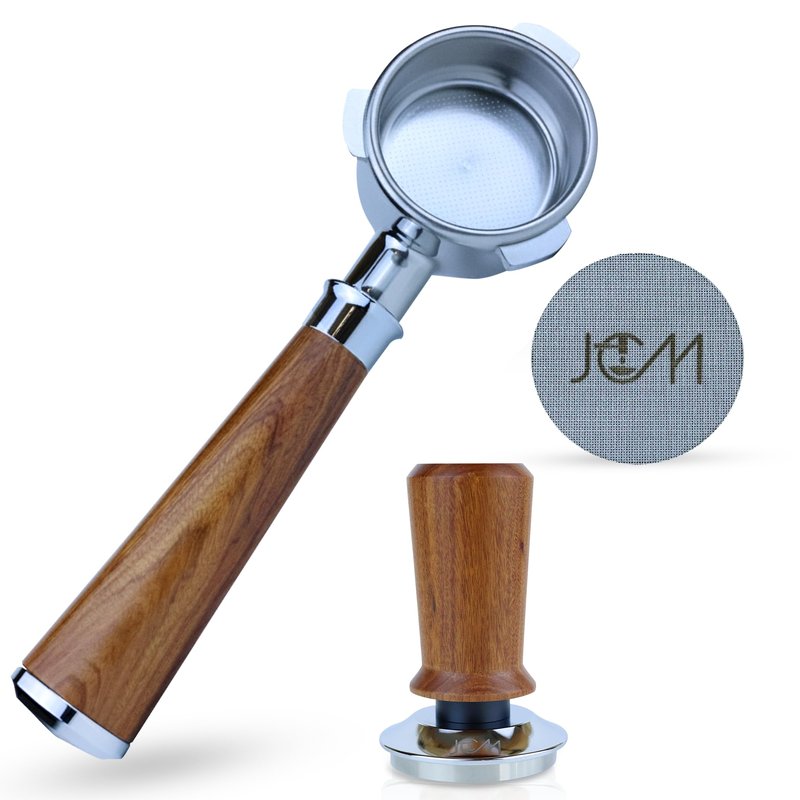 54mm Bottomless Naked Portafilter Red Rosewood Set – Compatible with 54mm Breville machines – Includes 18g Filter Basket, Calibrated Tamper with 30lbs Spring Loaded & 1.7mm Puck Screen
