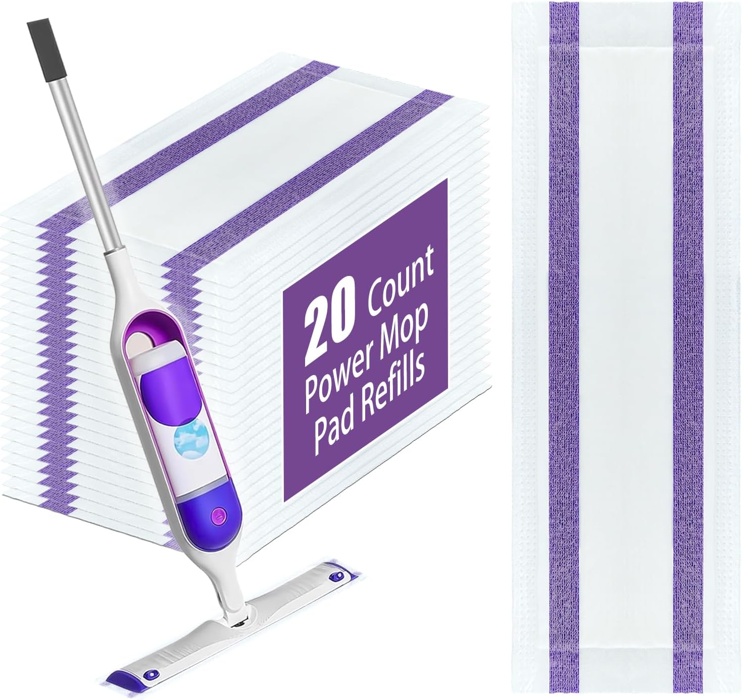 Skiennix 20 Count Disposable Mop Pad Refills - Super Absorbent Replacement Pads for Floor Cleaning